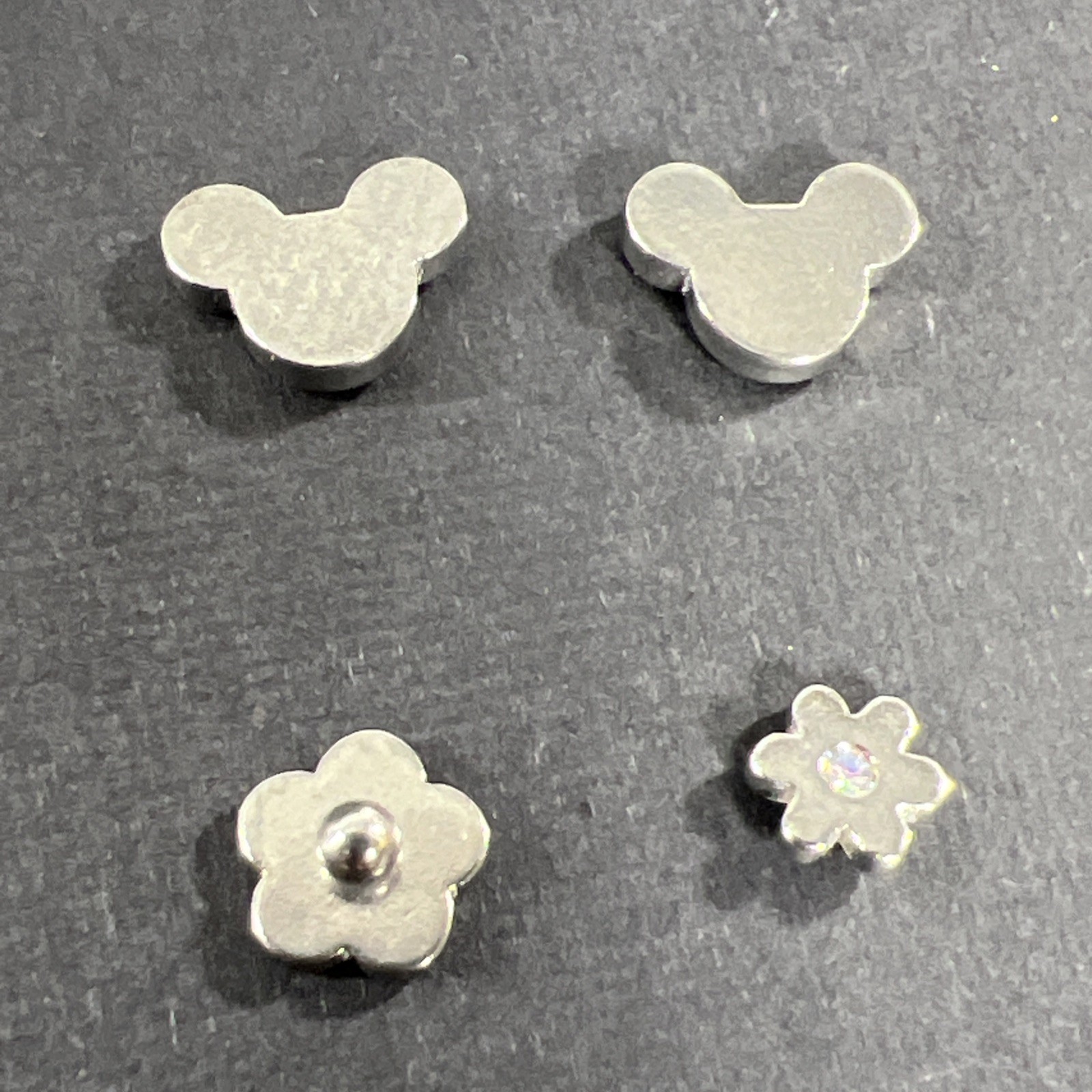 Micky Mouse And Flower Earrings Vintage 2 Screw Back Sets