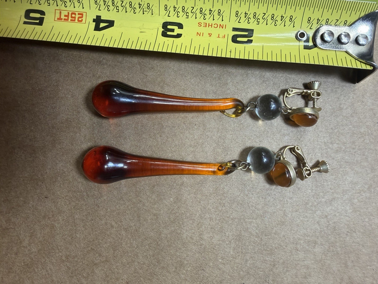 Art Nuevo Pool Of Light Inspired Amber Earrings Screw Back