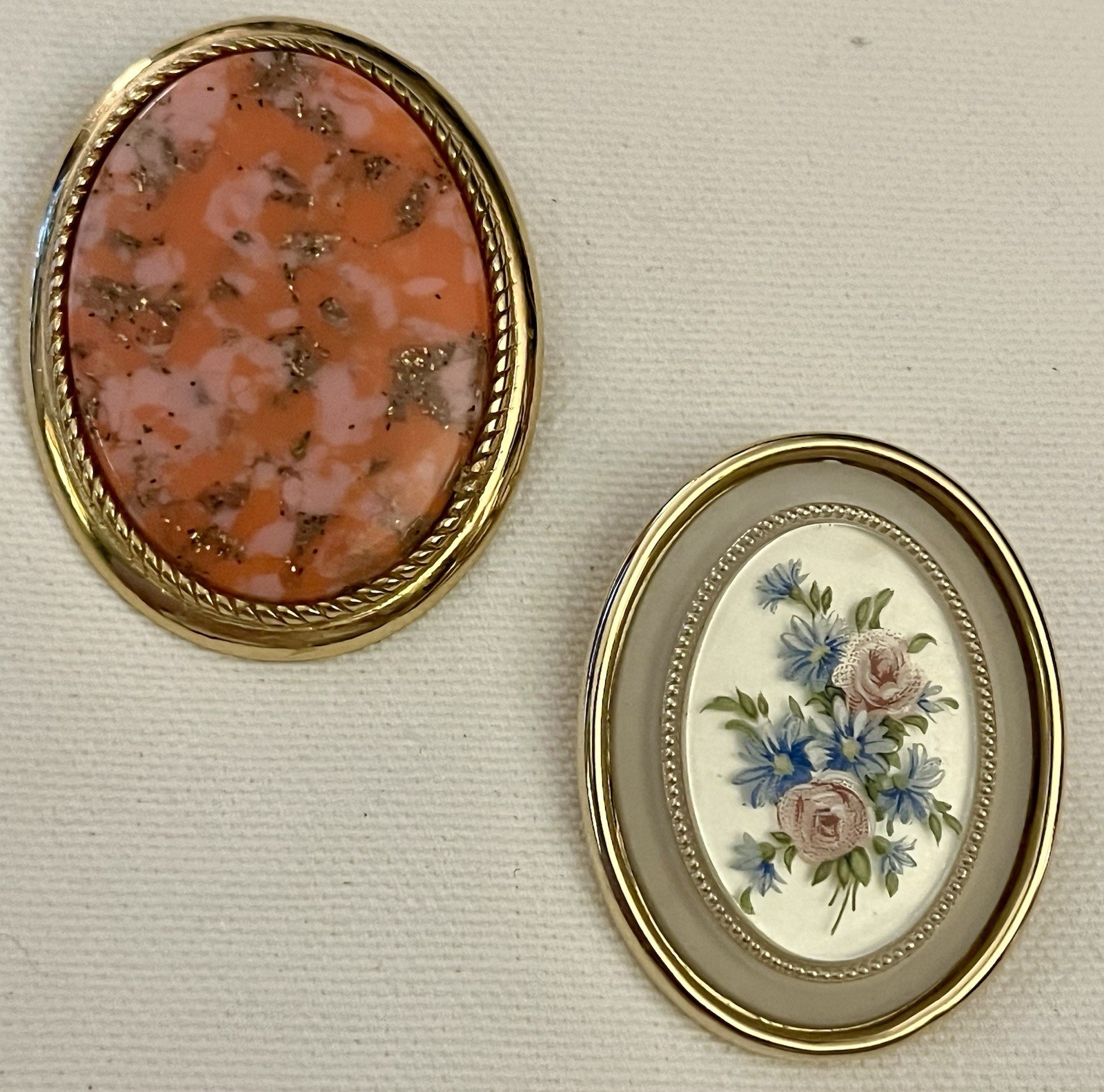 Lot of 2 Vintage Estate Cameo Brooches One Convertible Signed Sarah Coventry