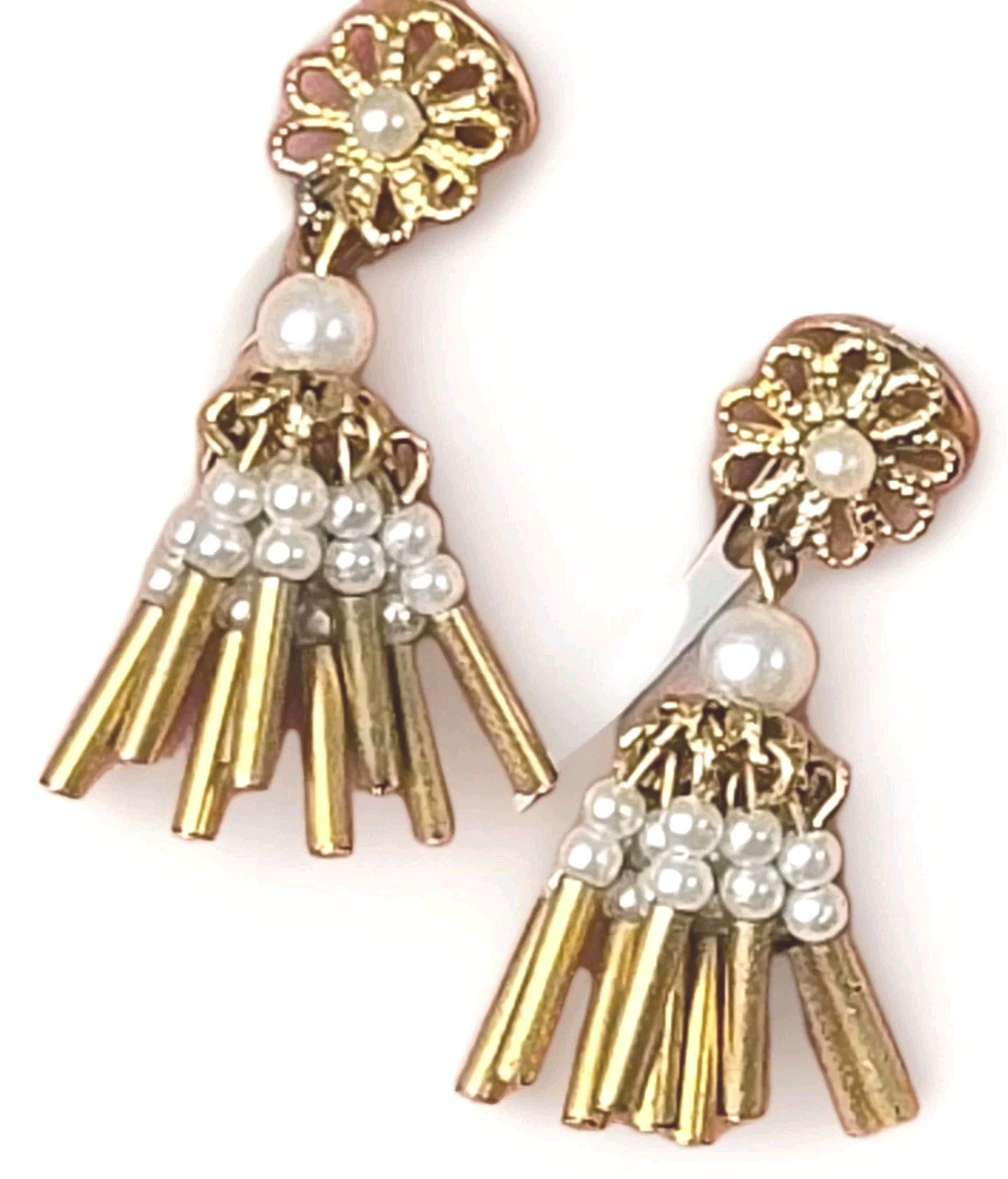 Vintage Coro Faux Pearl Chandelier Adjustable Clip On Earrings 1950s