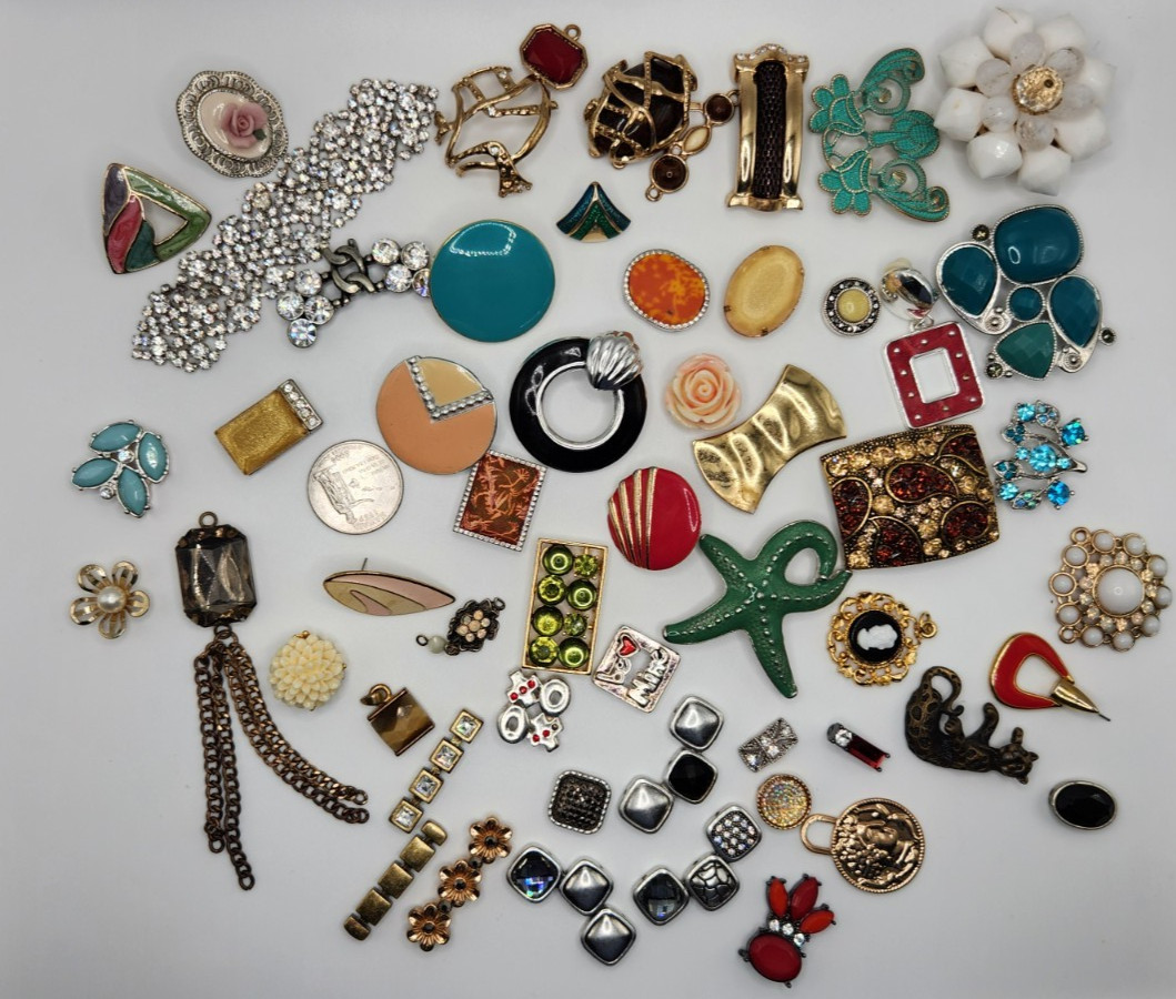 Craft Jewelry Pieces Junk Drawer Lot 50 Different Pieces