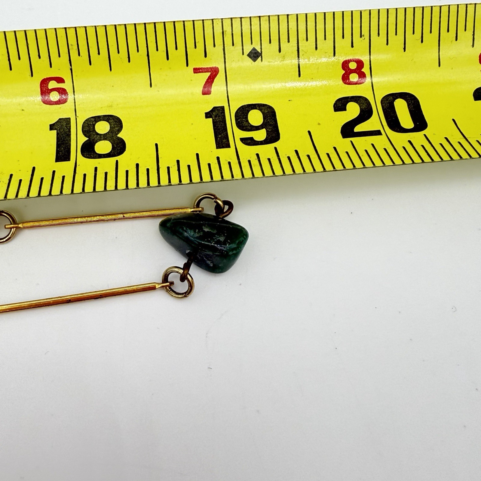 VTG Jade Bar Link Necklace Estate Deep Green Gemstone Flapper 40