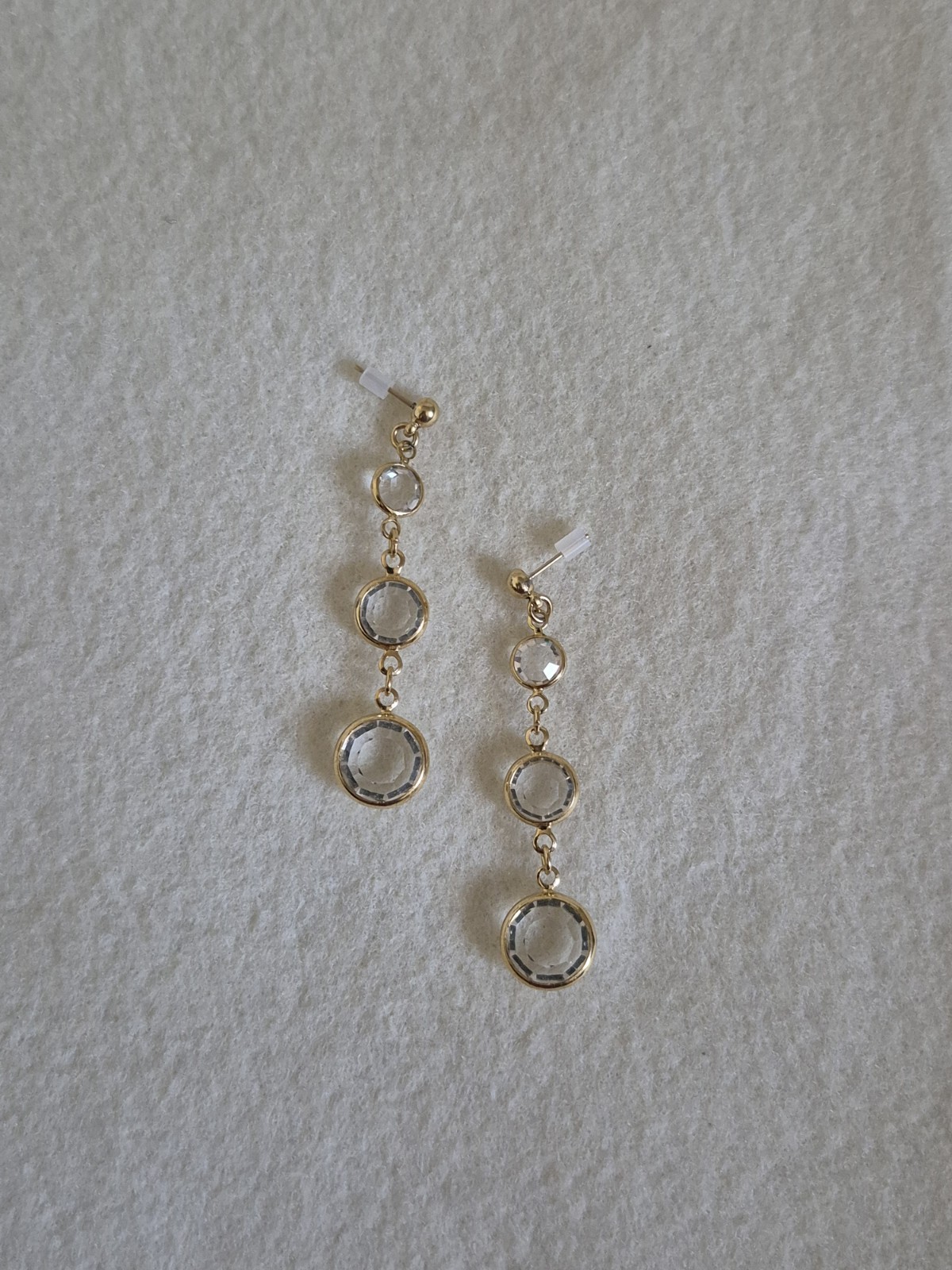 Gold-Tone Crystal Drop Bezel-set Graduated Post Earrings