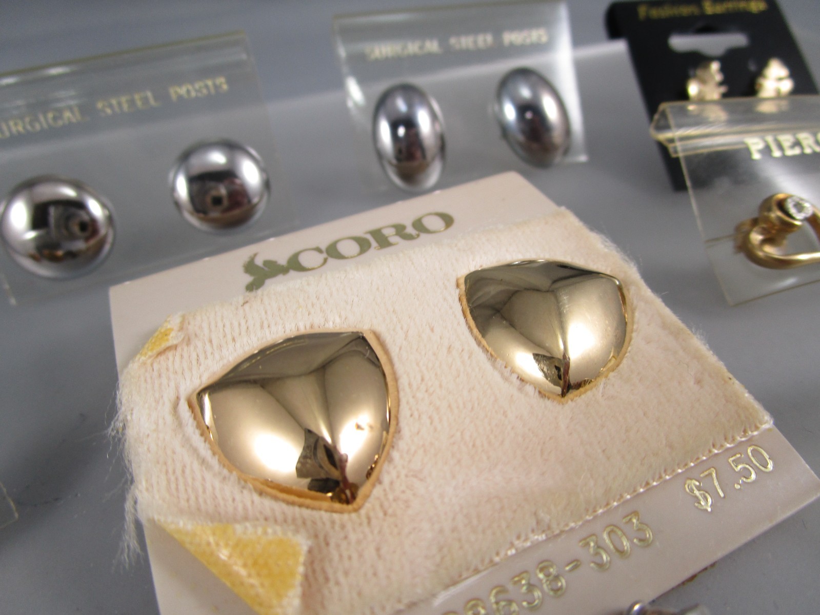 Vtg Mod Retro Silver &Gold Tone Multi Styles LOT 10 Post Pierced Earrings 173N