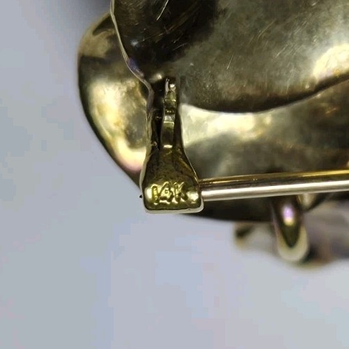 Vintage 14k Gold Enamel Pansy Brooch Pin