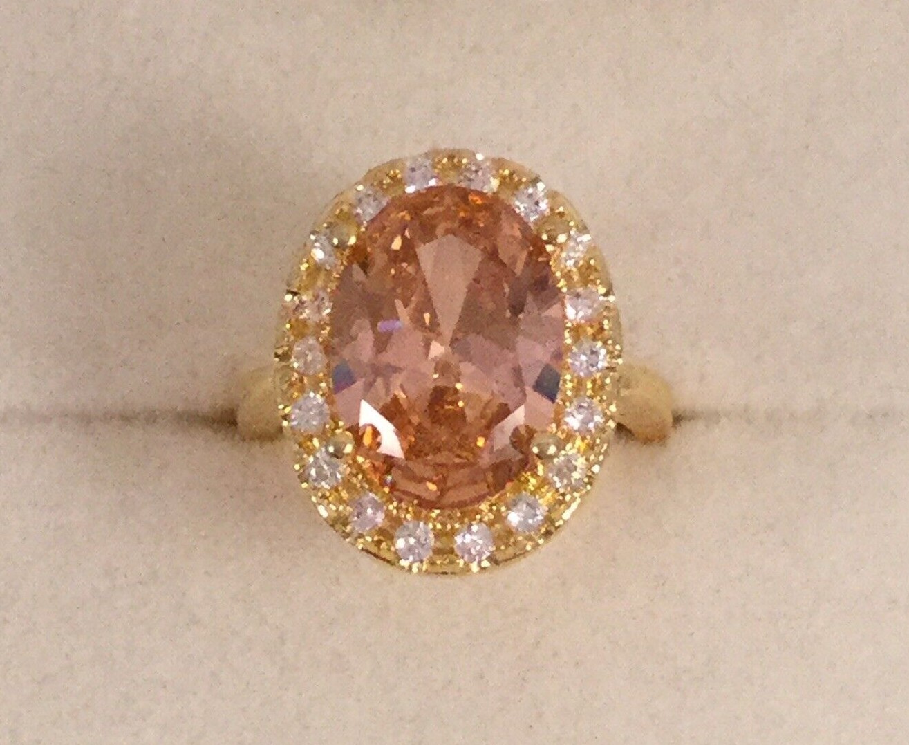 Vintage Jewellery Gold Ring Champagne White Sapphires Antique Deco Jewelry sz N