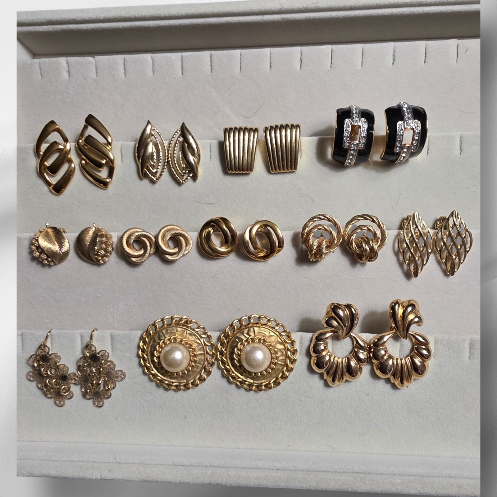 Vintage Monet Trifari Napier Lisner Clip Goldtone Earring Lot