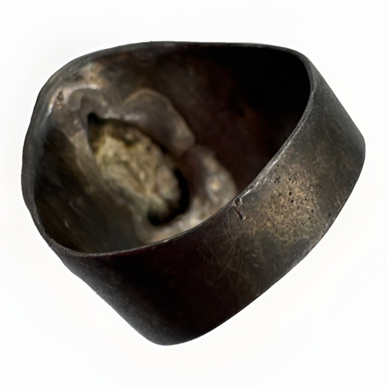 Sterling Silver Vintage 22.50mm Black & Grey Colored Stone Sz 10.25 Ring 13.9g
