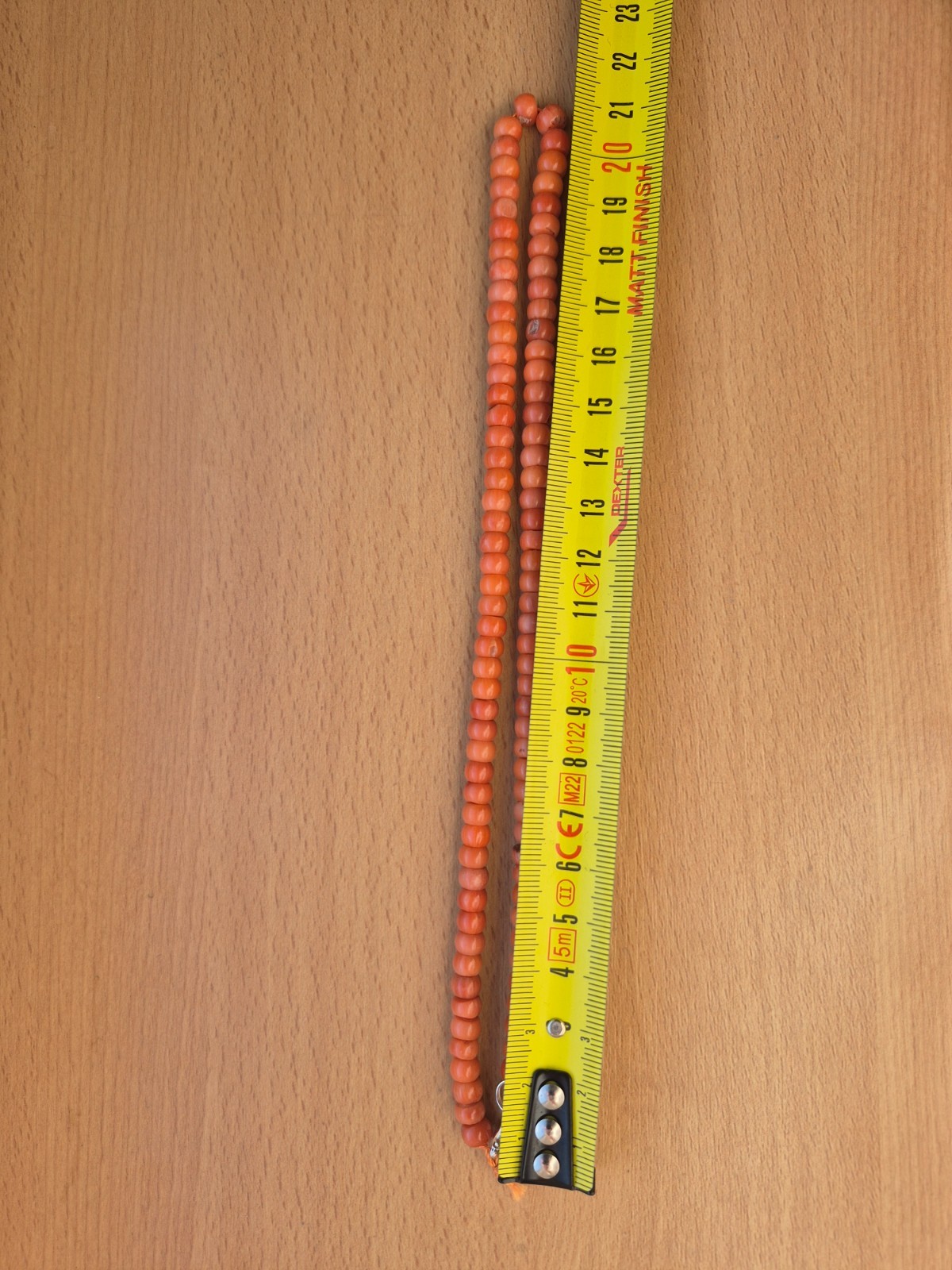 Antique necklace in Ukrainian style made of natural salmon-colored coral 26,2 gr