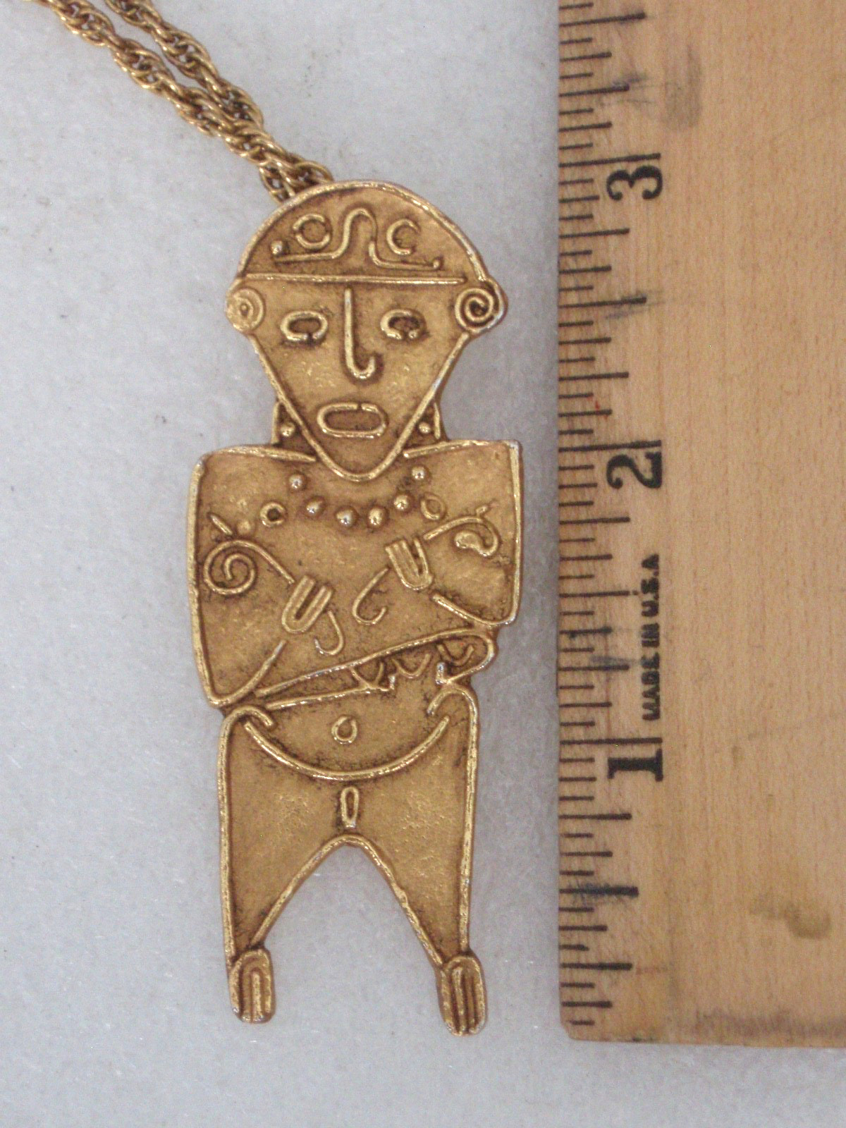 Alva Museum Pre Columbian Replica Pendant w/ 25″ Chain 3″ Excellent Condition