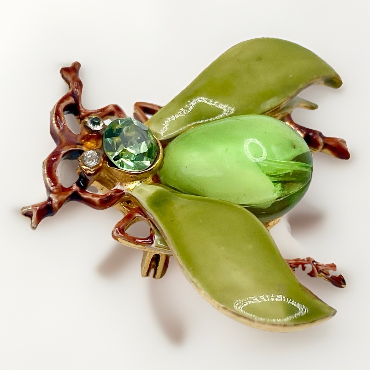 Original By Robert Green Insect Brooch Signed Enamel Rhinestone Bug Pin Vintage