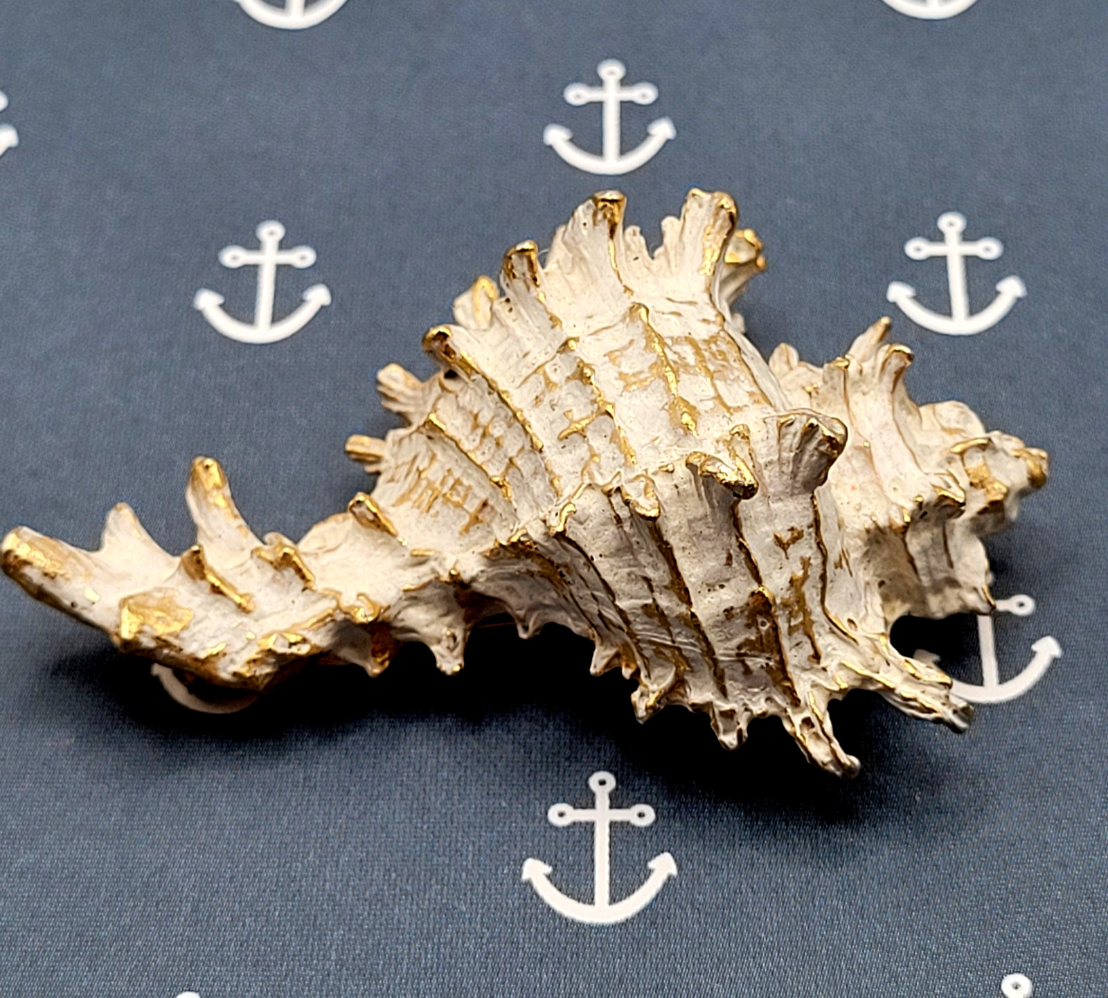 Zentall Gilded Branched Ramose Murex Spiked Conch Vintage Brooch Pin Rare