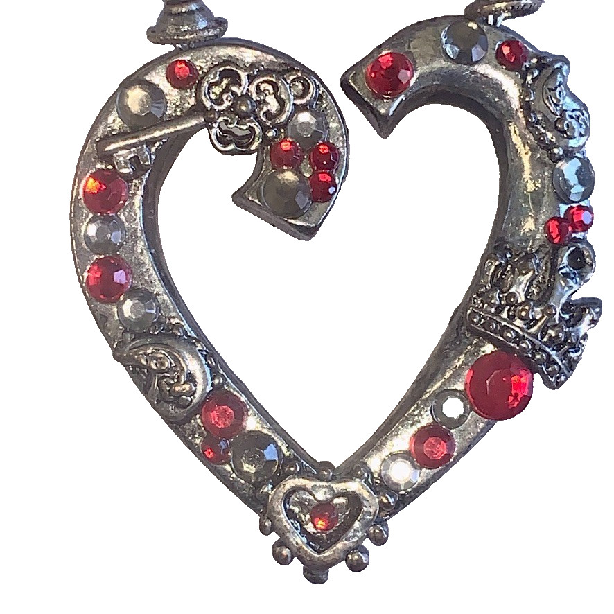 Red Beaded Heart Necklace Vintage Valentines Chunky 1980s 1990s Statement Piece