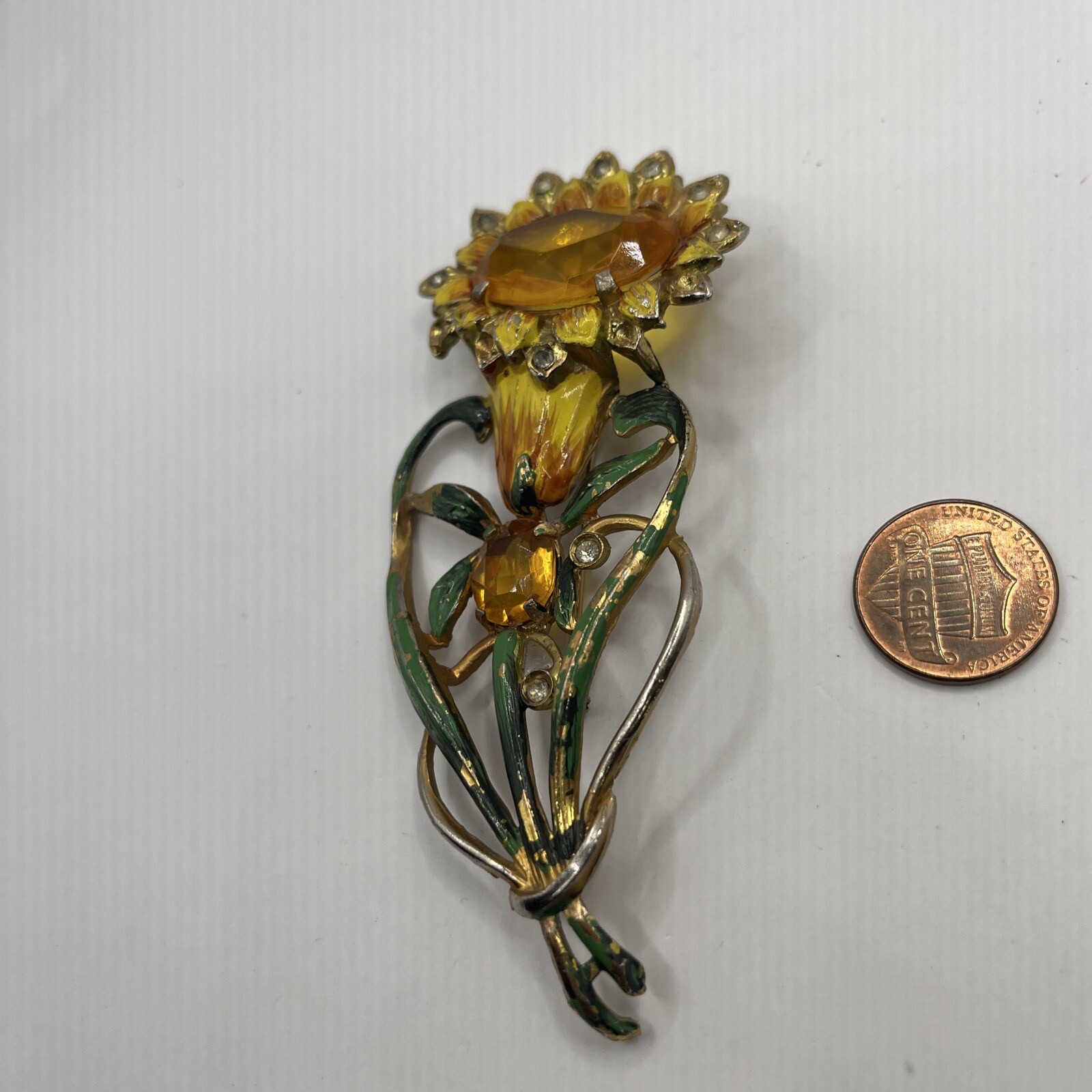 Vintage 1930s-1950s Large Sun Flower Brooch. #6