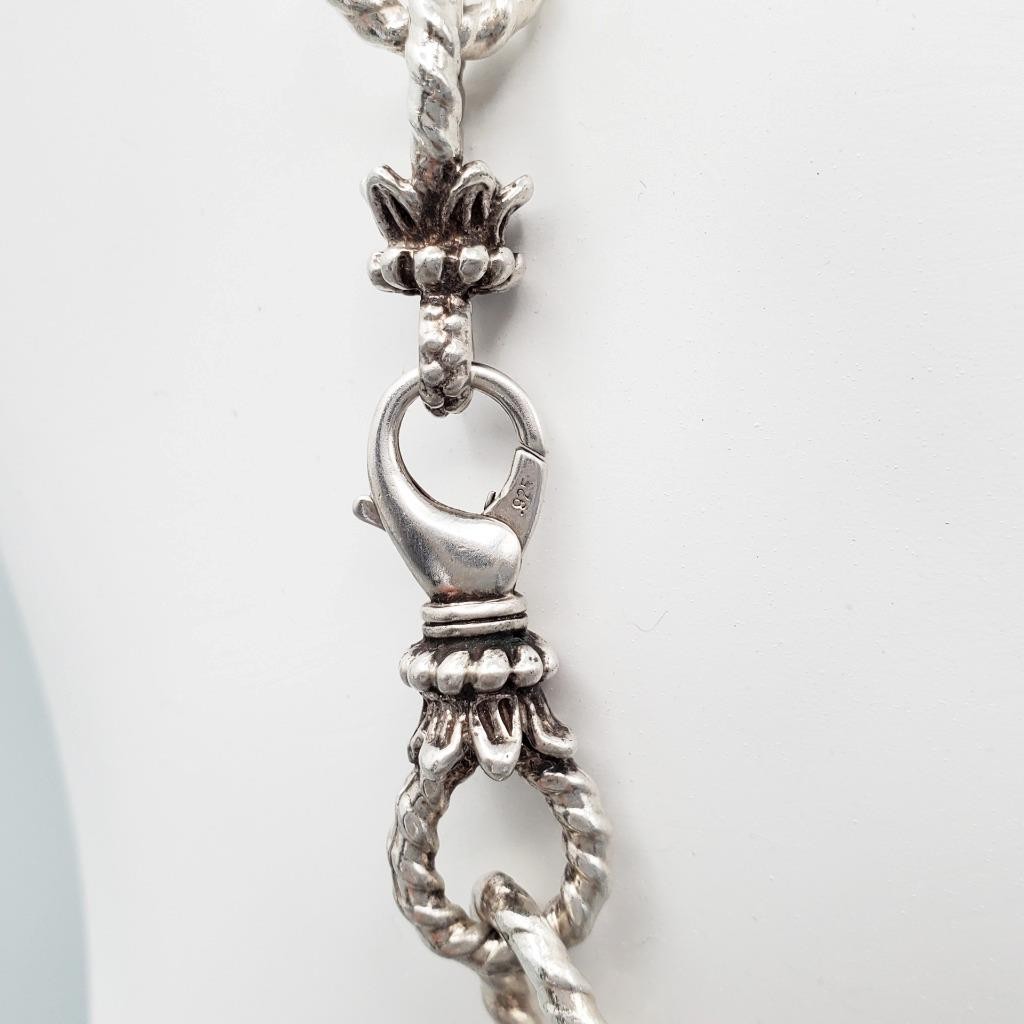 17.5” Heavy Sterling Statement Chain w Lotus Pillar Clasp 13mm Twist Links