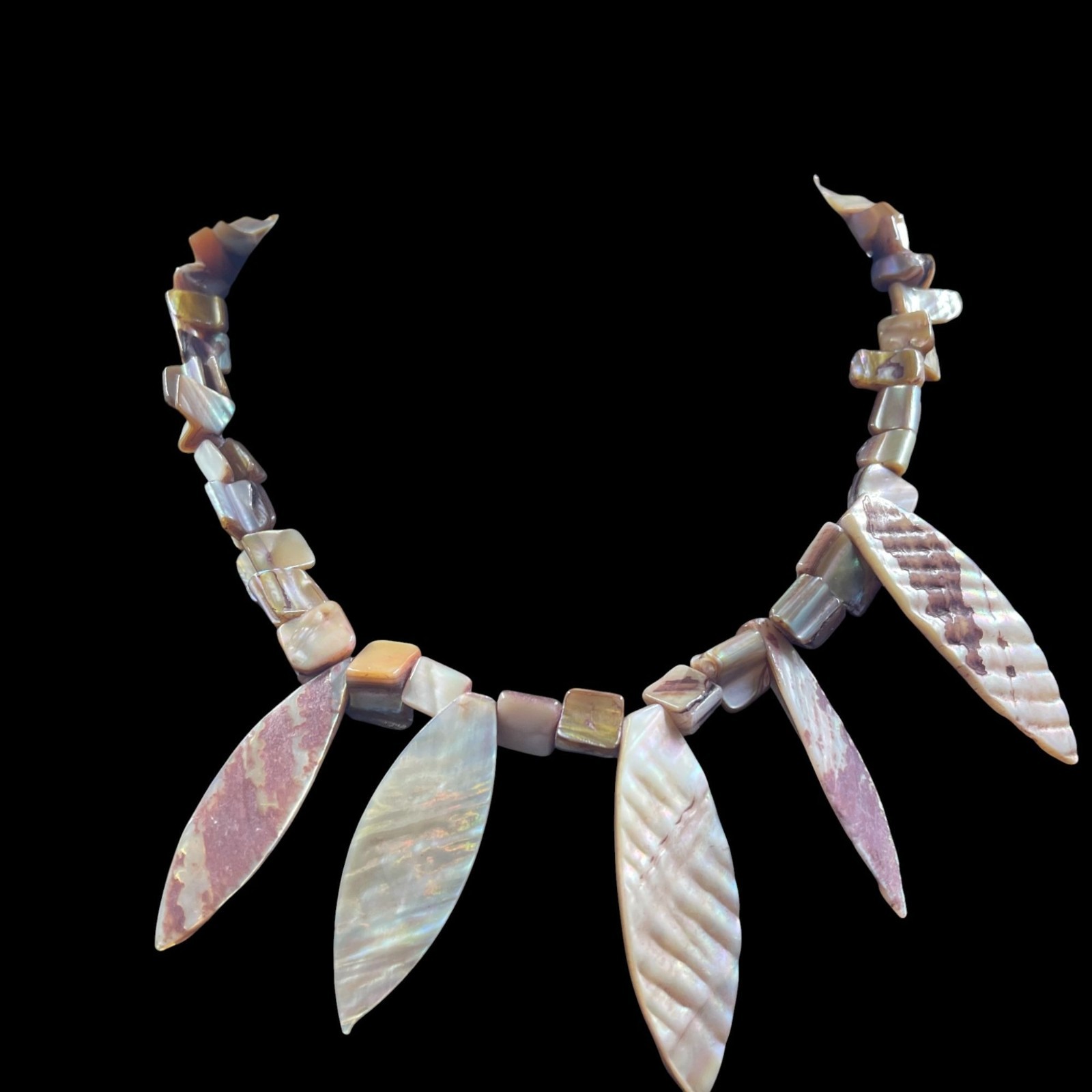 Boho Shell Necklace Leaf Dangle Natural Earthy Coastal Cruise Beachcore Organic