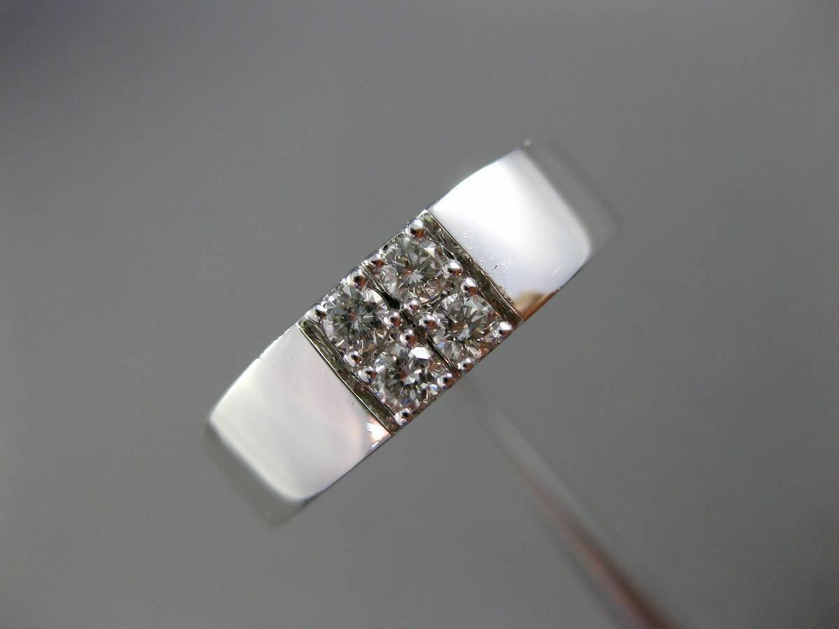ESTATE .26CT DIAMOND 18K WHITE GOLD ROUND SQUARE 4 STONE MENS RING F/G VVS/VS