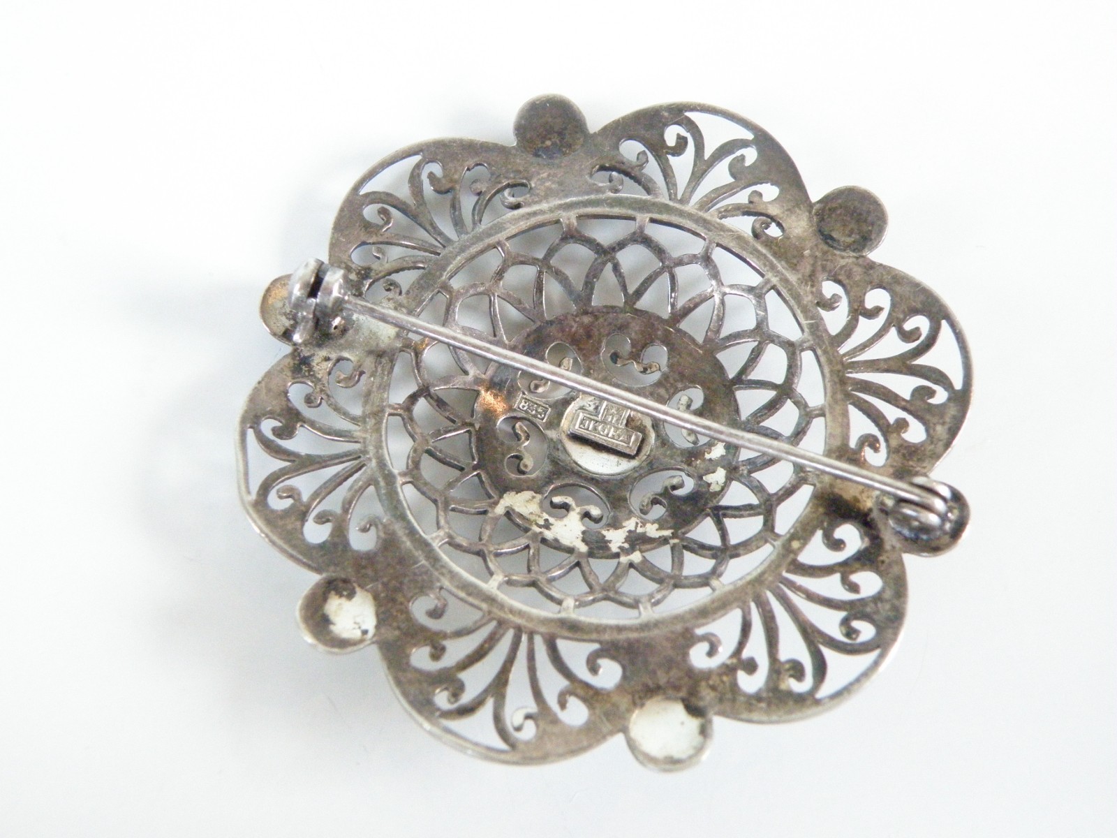 Antique 835 Silver Germany WMF Ikora Large Filigree Brooch Pin