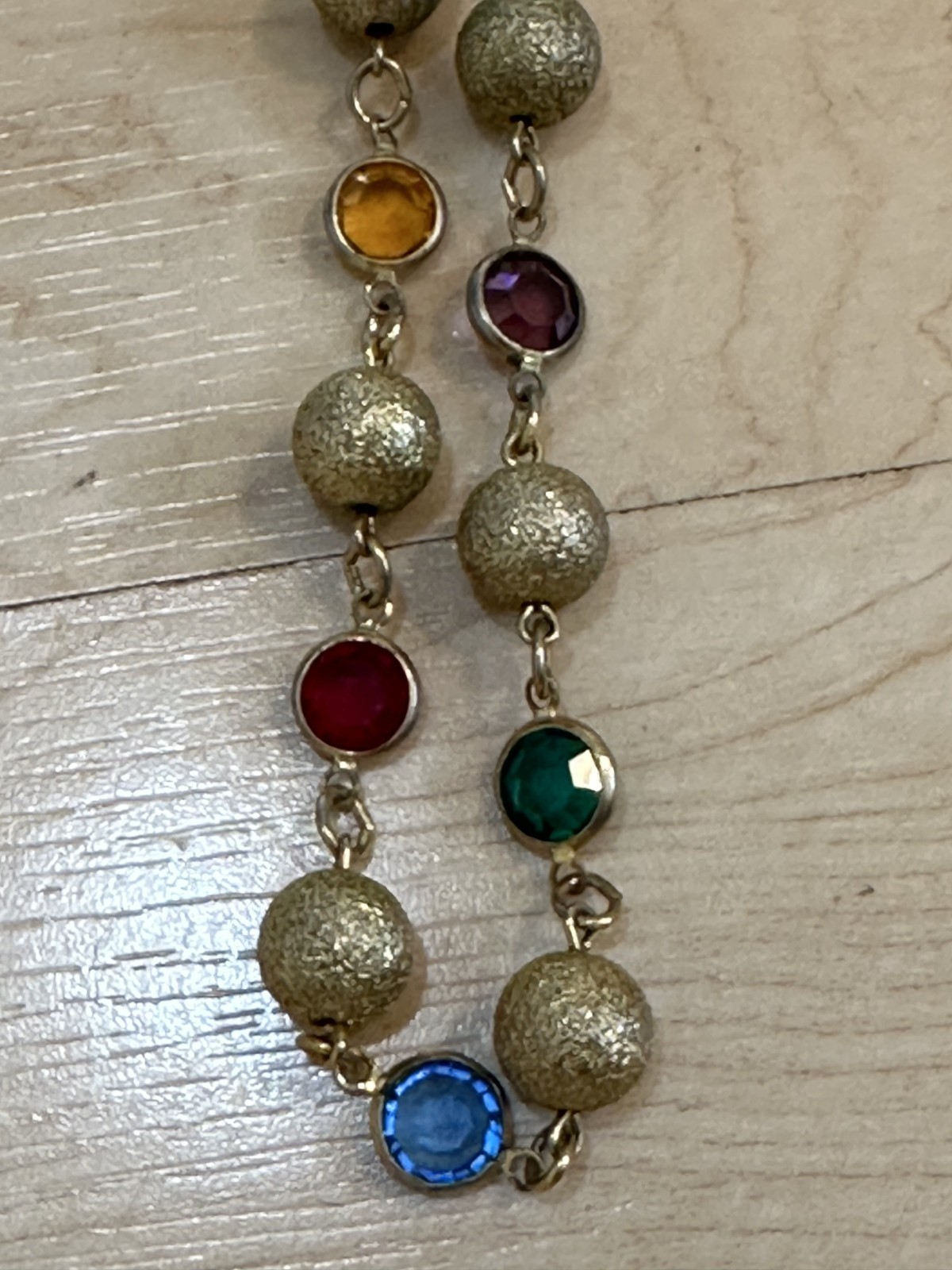 Vintage Austrian Crystal & Gold Beads 35″ Necklace
