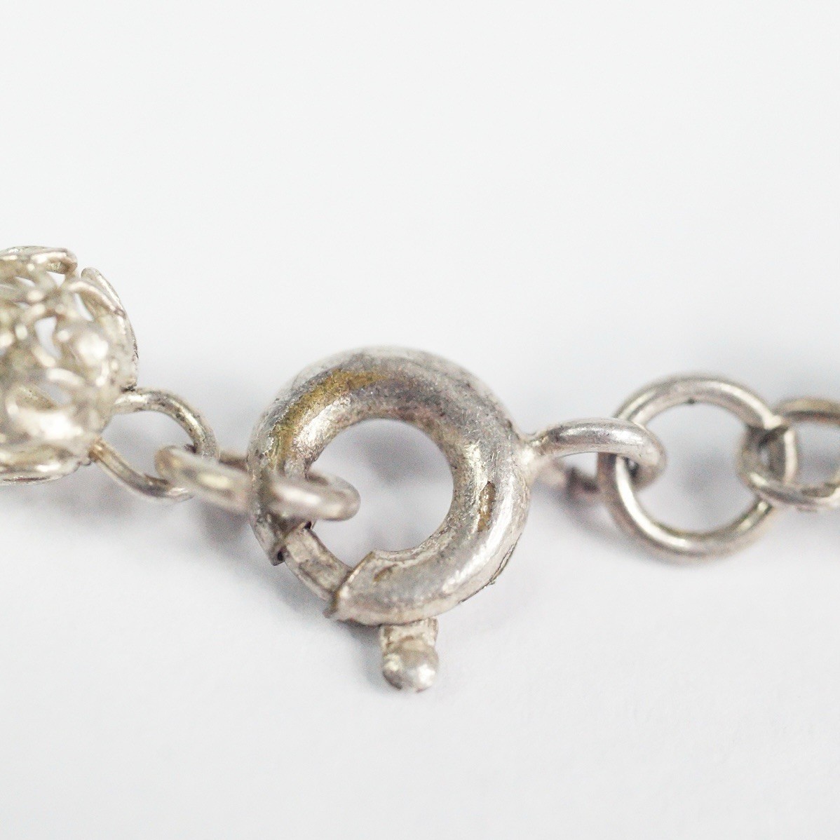 Vtg Sterling Silver Filigree Cannetille Graduated Ball Bead Necklace 19” 17.97 g