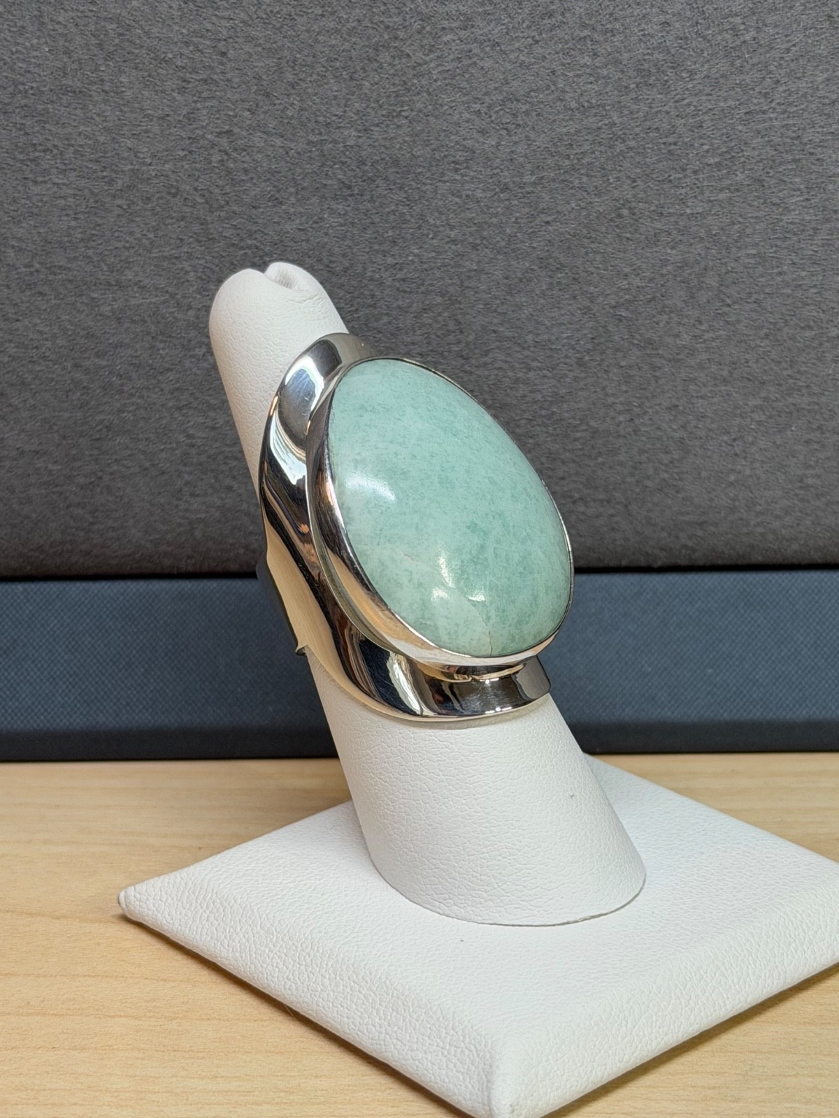 DOMINIQUE DINOUART DDD Mexico 925 Silver Large Cabochon Amazonite Ring Size 7.5