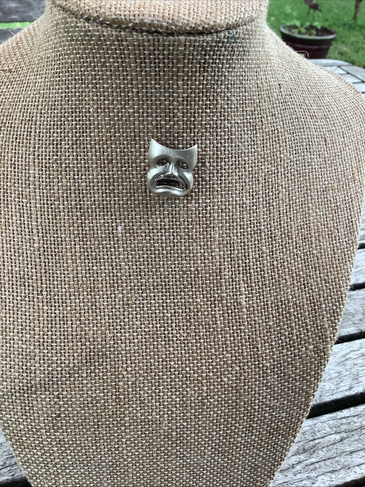 Vintage Mini Silver Mask Whimsical Pin Brooch