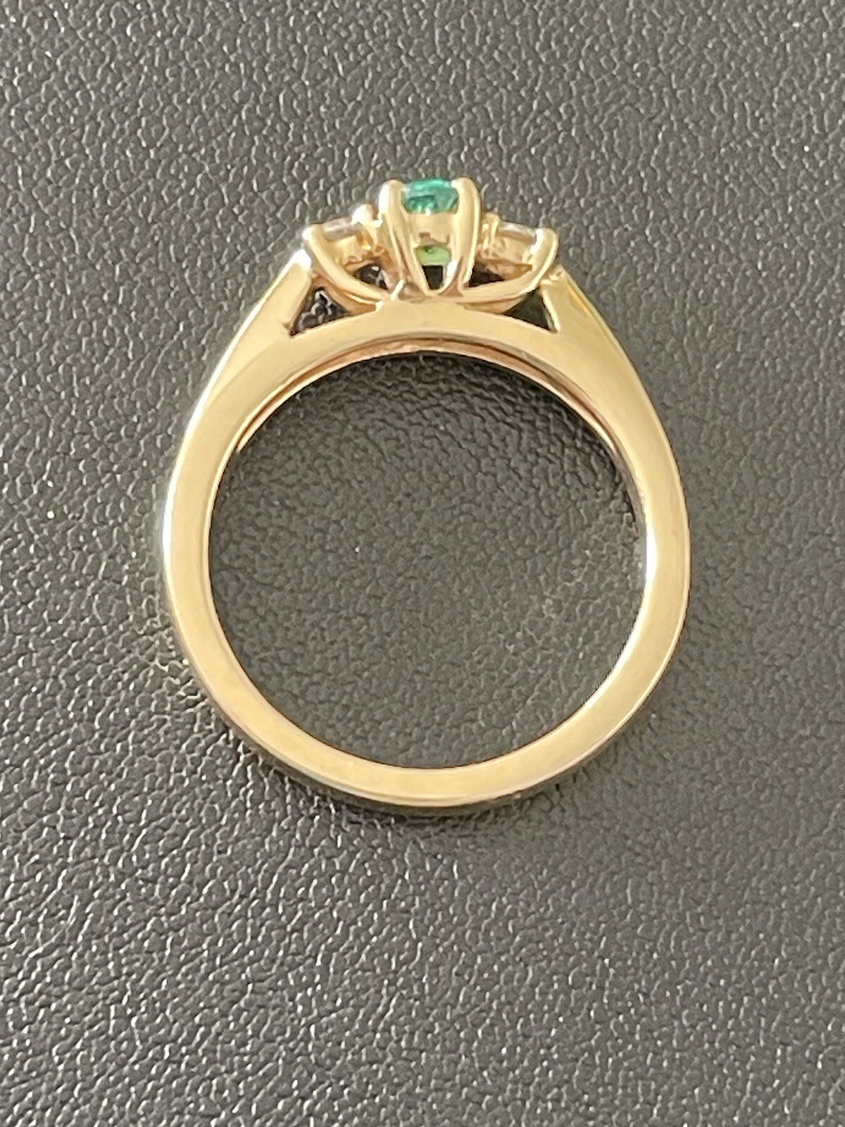 14KT Yellow Gold Emerald & Diamond Ring. Size 4.25(S67)