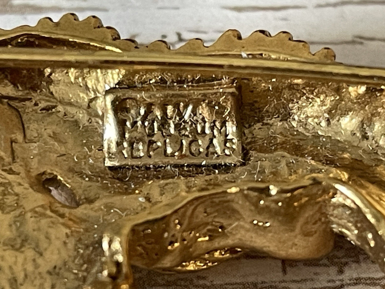Vintage Alva Museum Replica Gold Tone Asian Menuki Dragon Brooch Pin