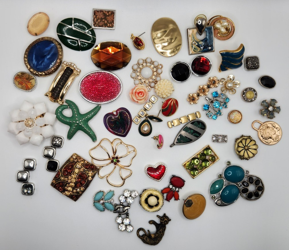 Craft Jewelry Pieces Junk Drawer Lot 50 Different Pieces
