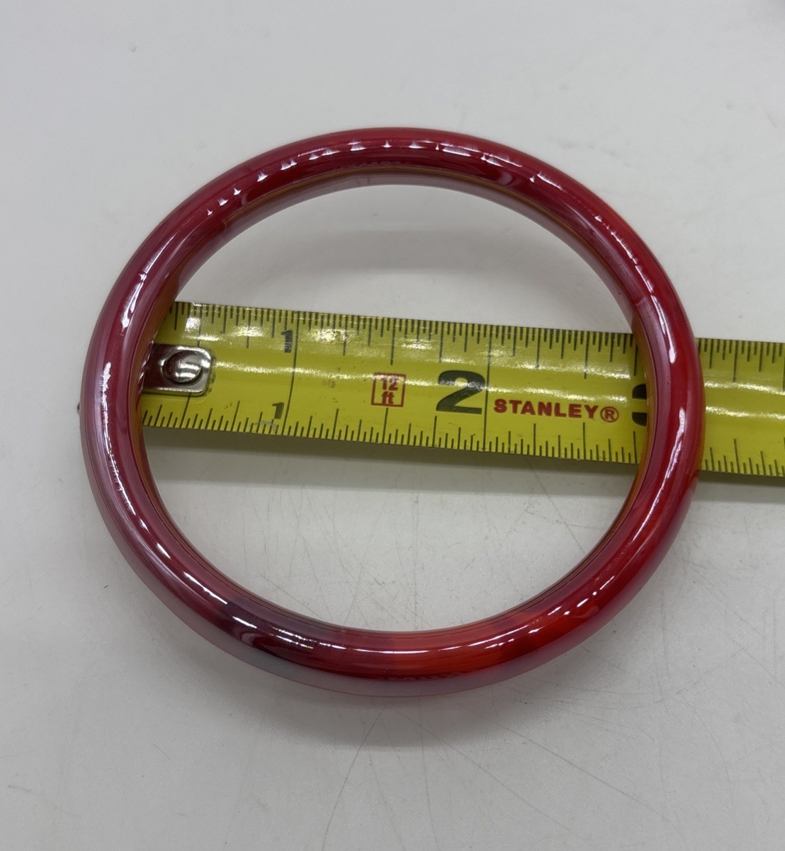 Vintage Lot Of 2 Glass Bangle Bracelets Red Black Iridescent Small Adult