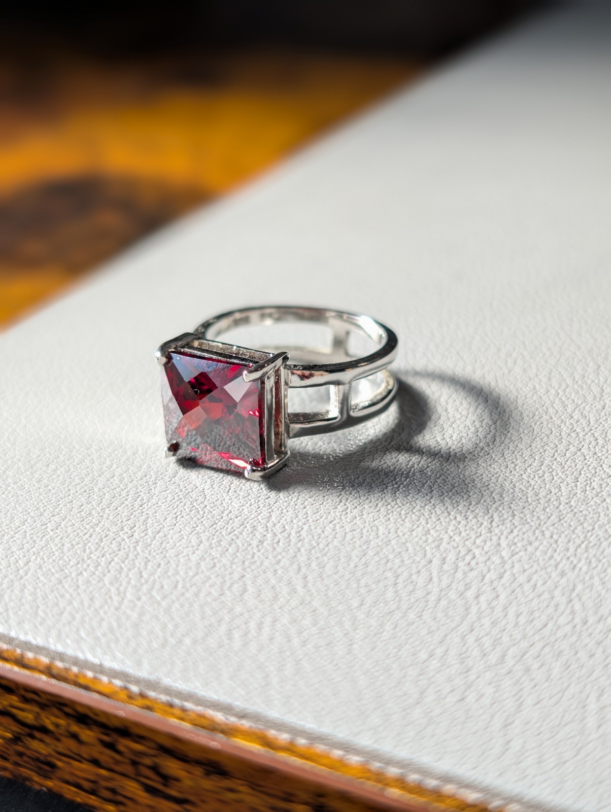Sterling Silver 7Grams DBJ Dee Berkley Jewelry Garnet Red CZ Square Cut Ring S8