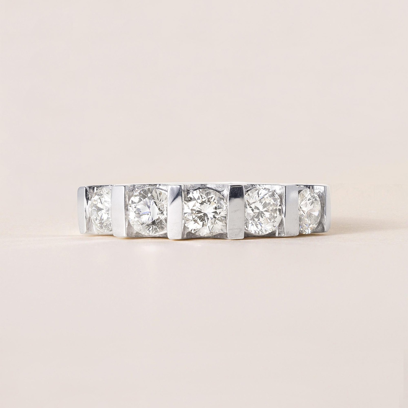 18K White Gold 1 Carat Five Stone Diamond Ring
