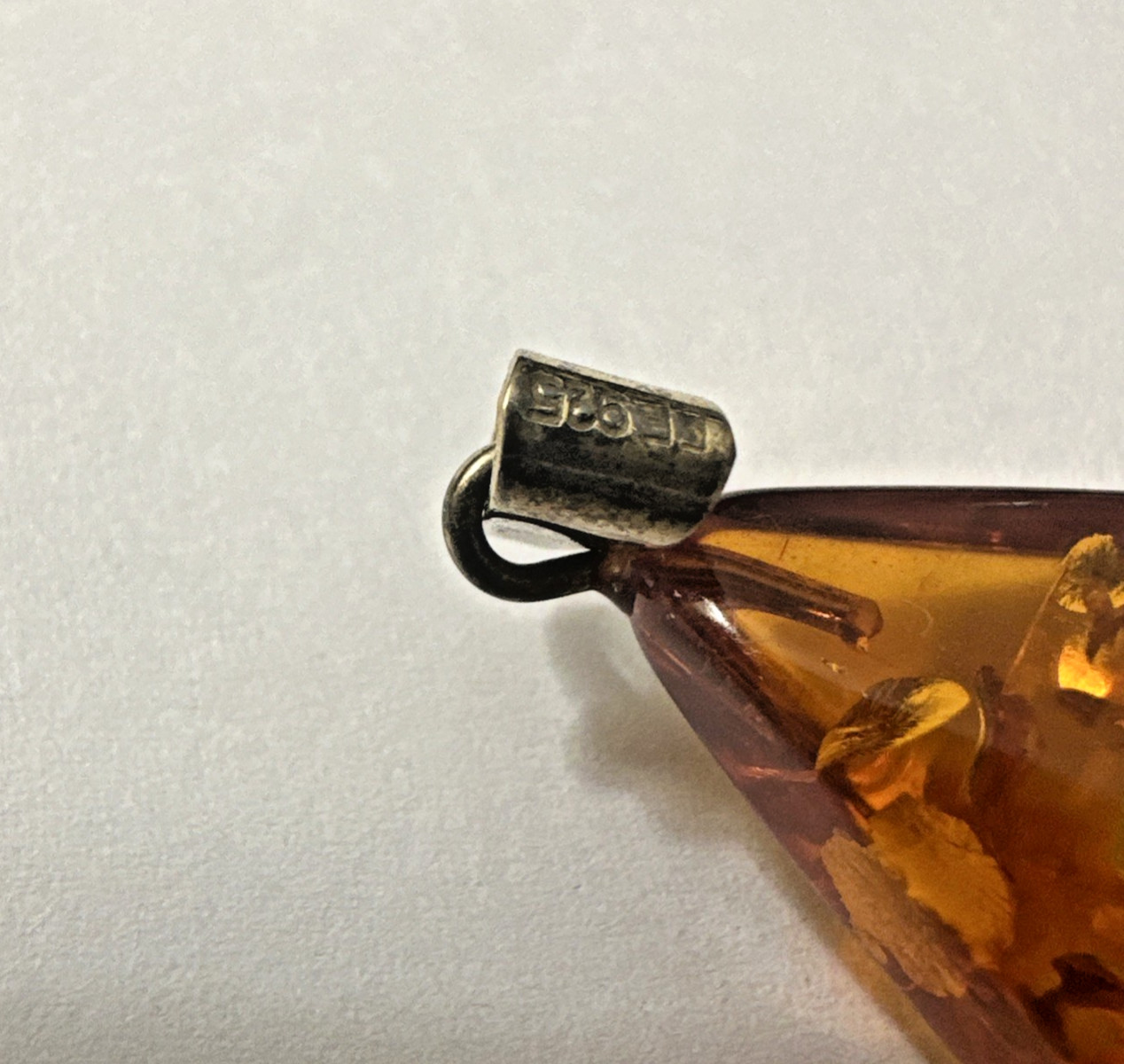 Vintage Baltic Amber Pendant Teardrop 2 x 1″ Sterling Silver Bail Marked FF 925