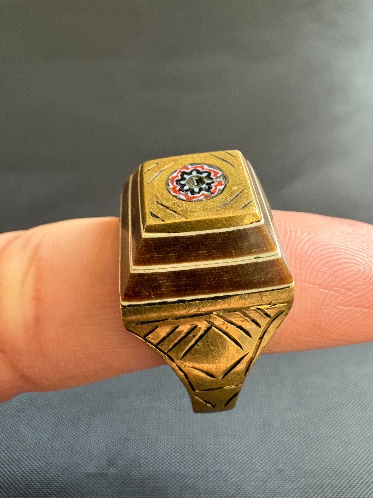 Vintage Moroccan Tuareg Brass Ring Berber Sahara Handmade Ring Brass Size 9.5 US