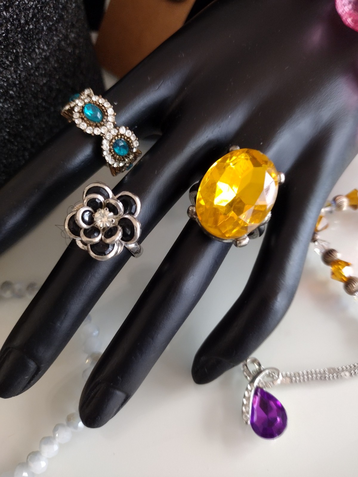 The FANCY JEWELS Lot 34 pc Faux Gem STATEMENT All Wearable Some Signed & Sets