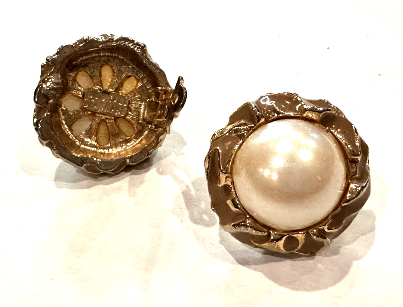 AVON SARAH COVENTRY STANNARD ABALONE FAUX PEARL OPAL GOLD CLIP POST EARRINGS LOT