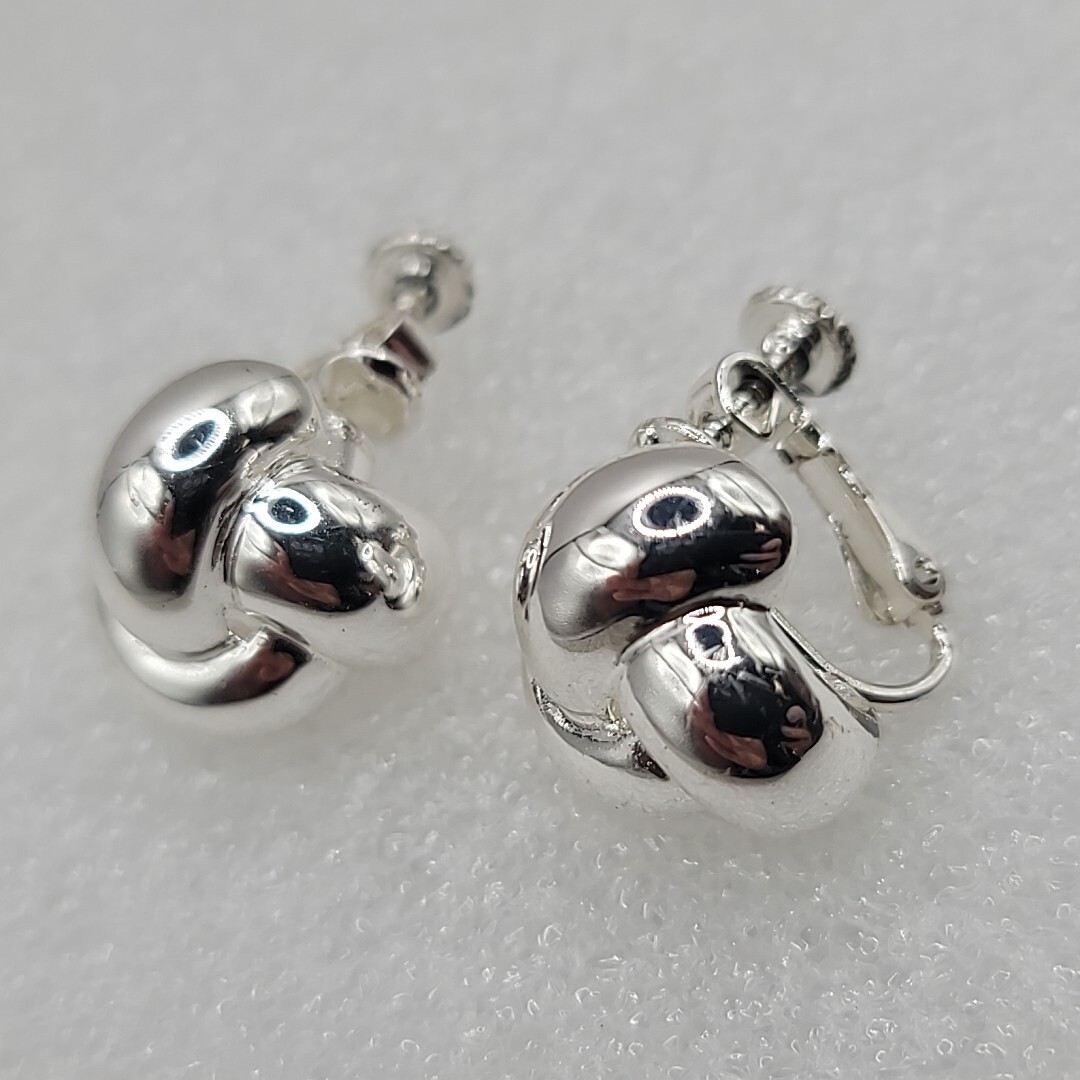 Vtg Napier Screw Back Silver Tone Love Knot Twist Clip On Earrings