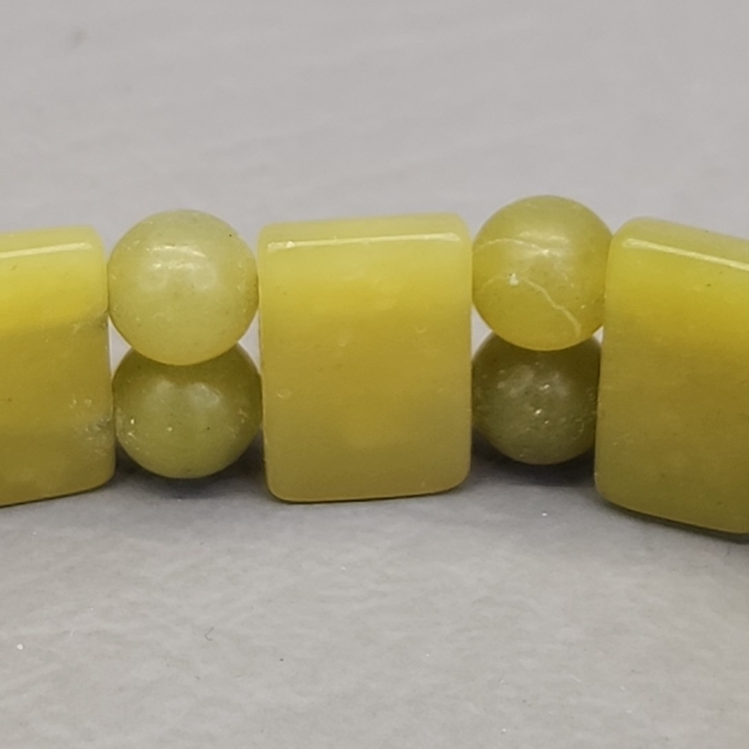 Vintage Stone Beaded Stretch Bracelet Serpentine Green 13mm