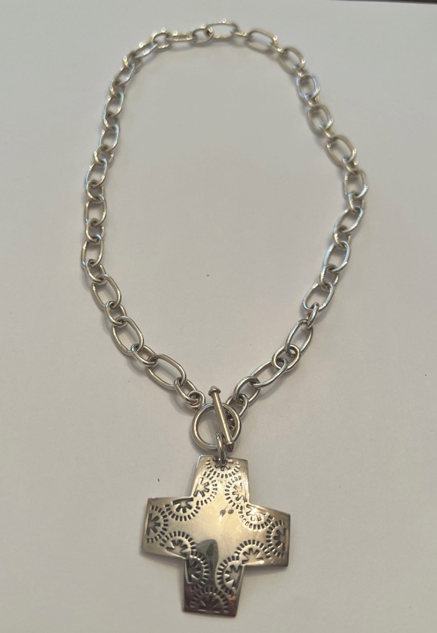 Vintage Silpada Sterling Silver Cross Pendant Chain Virtuosity Necklace