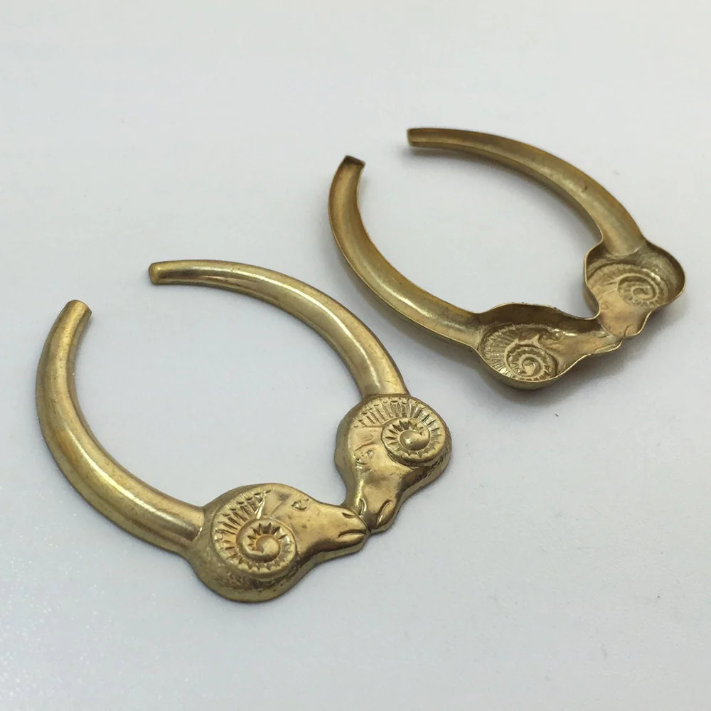 Raw Brass Rams Head Hoop Findings 39x36mm (2) mtl008
