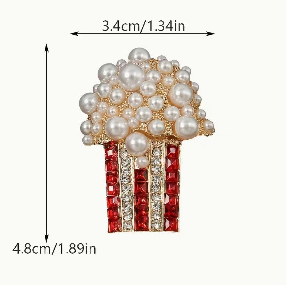 BROOCH-Faux Pear, Enamel and Rhinestone Popcorn Brooch