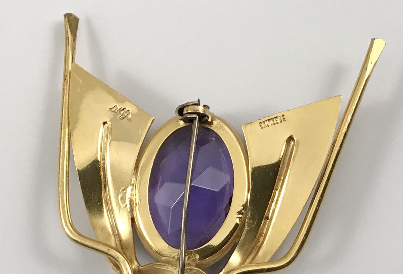 VTG Coro Sterling Silver Purple & Blue Crystals Enamel Fly Insect Brooch Pin #46