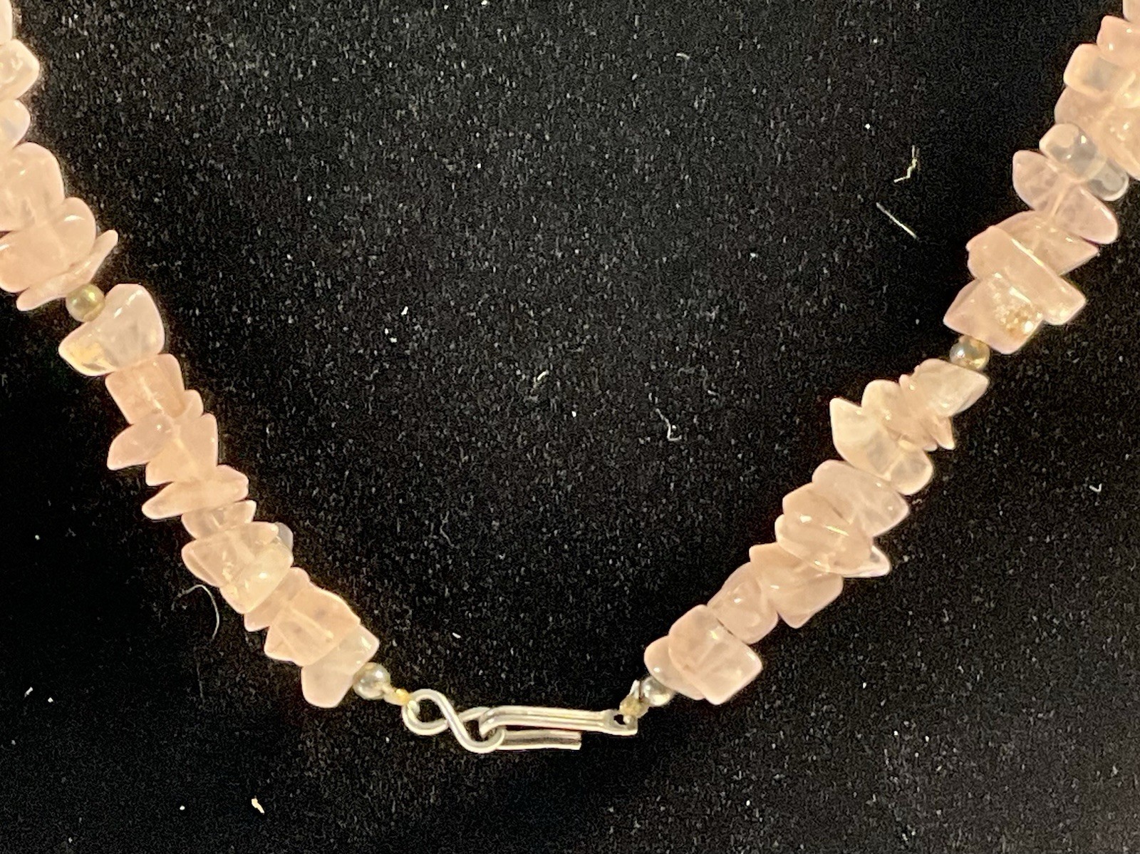 Vintage 1980’s Stunning Abalone Lucite Rose Quartz Bead Fashion Necklace EUC