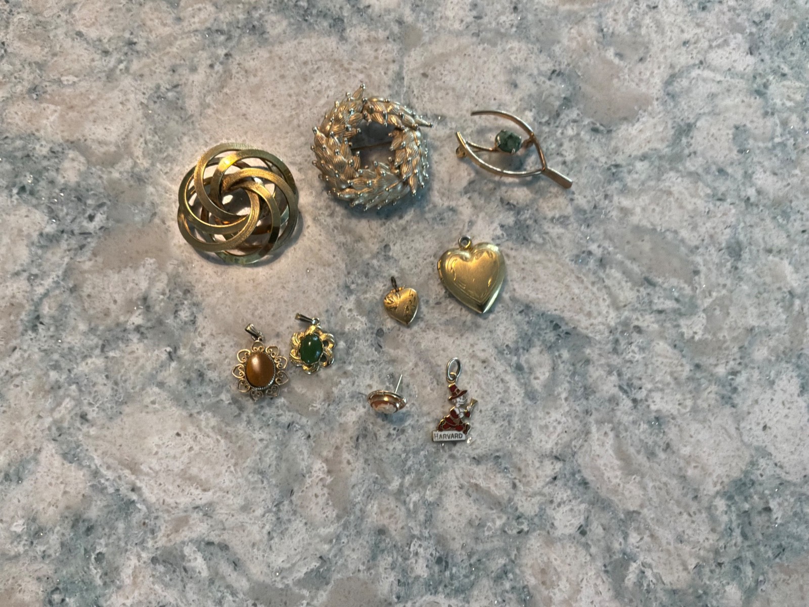 Vintage Mix Lot of Brooches/ Pendants/ Lockets/ Bel-ron/ Wells/ CR. CO/ Etc