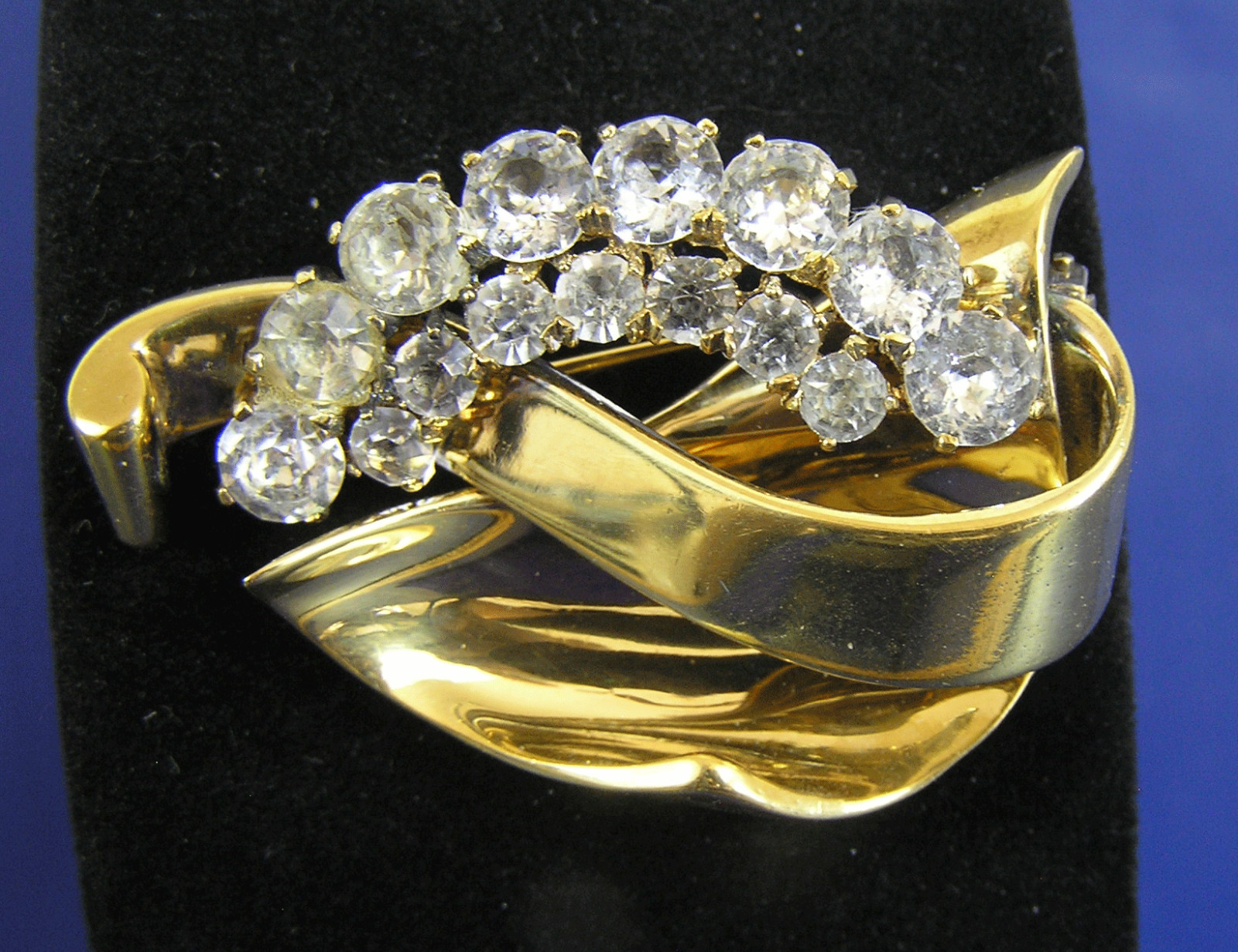 Sterling Gold Wash Clear Rhinestone Art Deco Fur Clip Brooch Pennino?