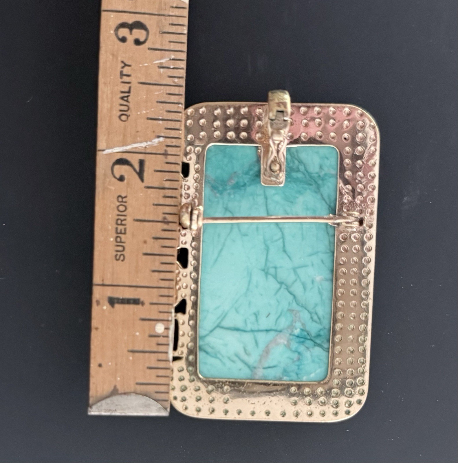 Amy Kahn Russell AKR Bronze Turquoise Style Stone Convertible Brooch Pendant