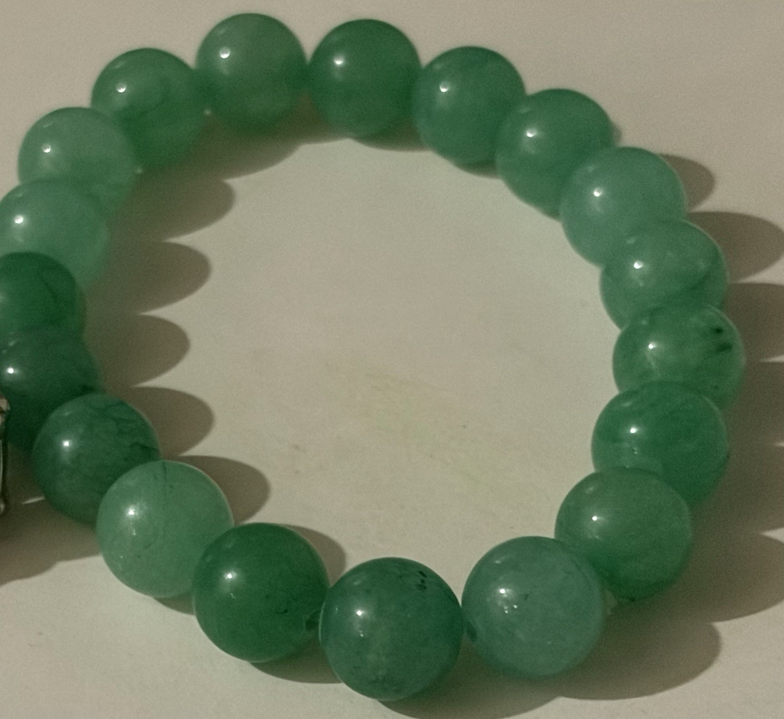 Vintage Silvery Tone Moroccan Green Cabochon Tassel Choker / Bead Bracelet Set