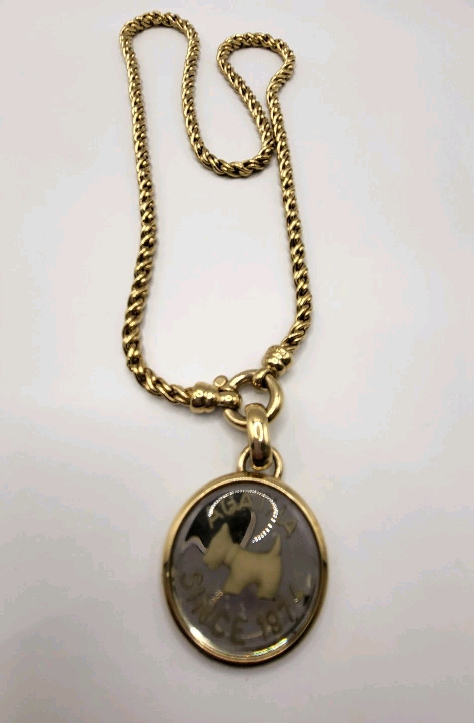 AGATHA PARIS 1974 Heavy Couture Scottie Terrier Dog Pendant Convertible Necklace