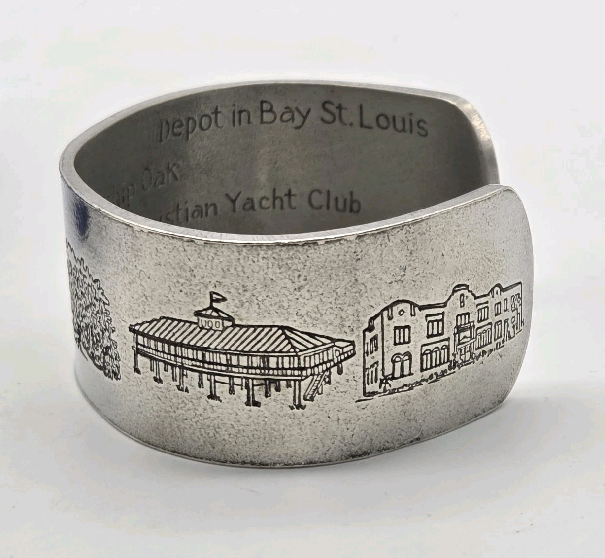 Salisbury Pewter Cuff Bracelet MS Gulf Coast Landmarks In Box Martin Miazza’s