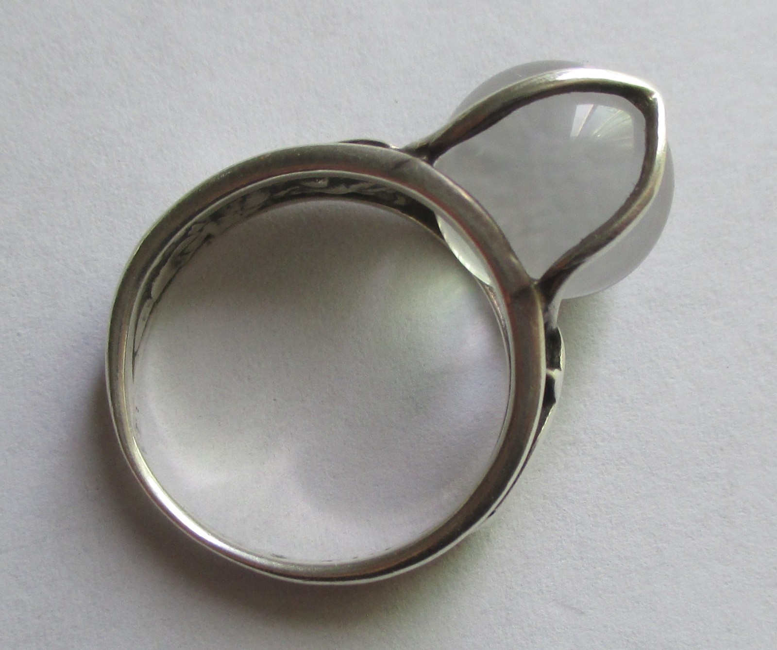 Sz 6.75 VINTAGE STERLING SILVER ROCK CRYSTAL POOLS OF LIGHT STAR RING